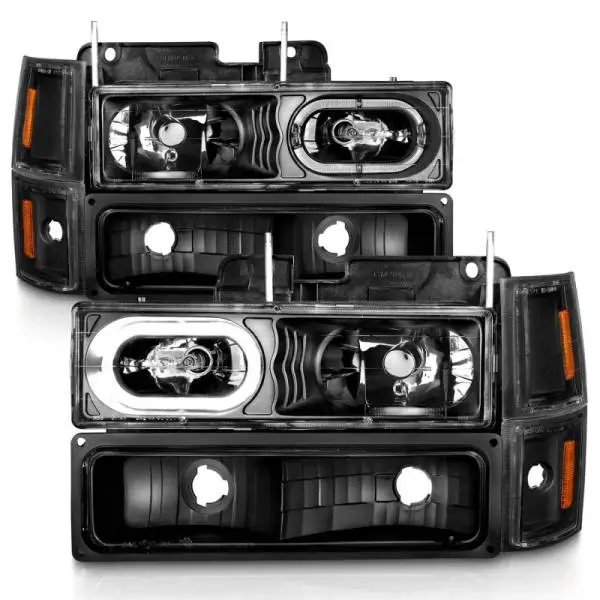 ANZO 88-98 Chevrolet C1500 Crystal Headlights Black Housing w/ Signal and Side Marker Lights thumbnail 5