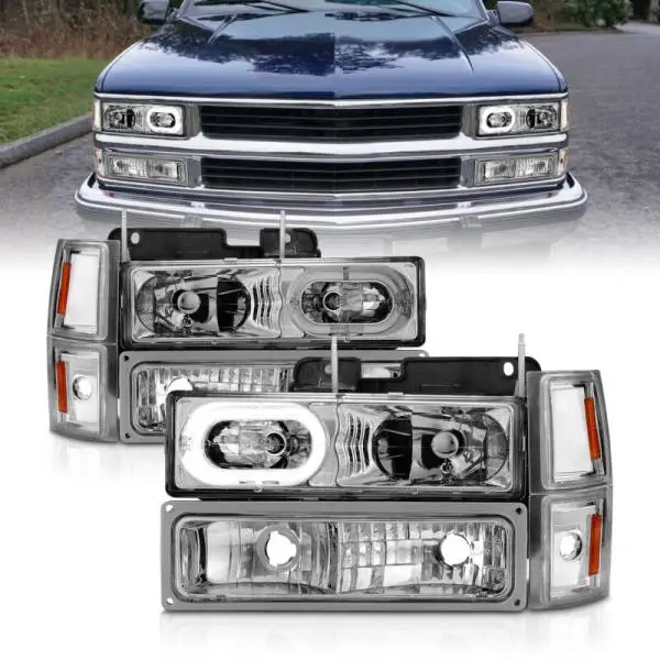 ANZO 88-98 Chevrolet C1500 Crystal Headlights Chrome Housing w/ Signal and Side Marker Lights thumbnail 2