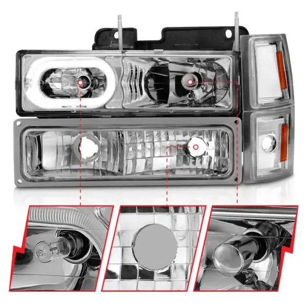 ANZO 88-98 Chevrolet C1500 Crystal Headlights Chrome Housing w/ Signal and Side Marker Lights thumbnail 9