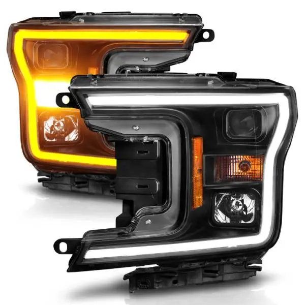 ANZO 2018-2020 Ford F-150 Projector Headlight w/ Plank Style Switchback Black Housing thumbnail 8