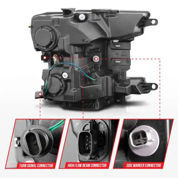 ANZO 2018-2020 Ford F-150 Projector Headlight w/ Plank Style Switchback Black Housing thumbnail 11