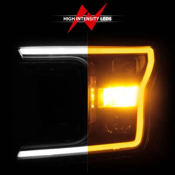 ANZO 2018-2020 Ford F-150 Projector Headlight w/ Plank Style Switchback Black Housing thumbnail 12