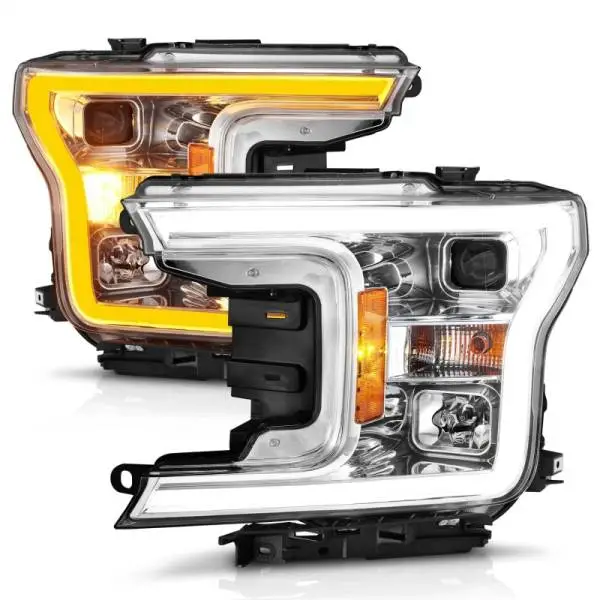 ANZO 2018-2020 Ford F-150 Projector Headlight w/Plank Style Switchback Chrome Housing thumbnail 3