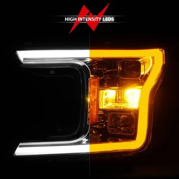 ANZO 2018-2020 Ford F-150 Projector Headlight w/Plank Style Switchback Chrome Housing thumbnail 12