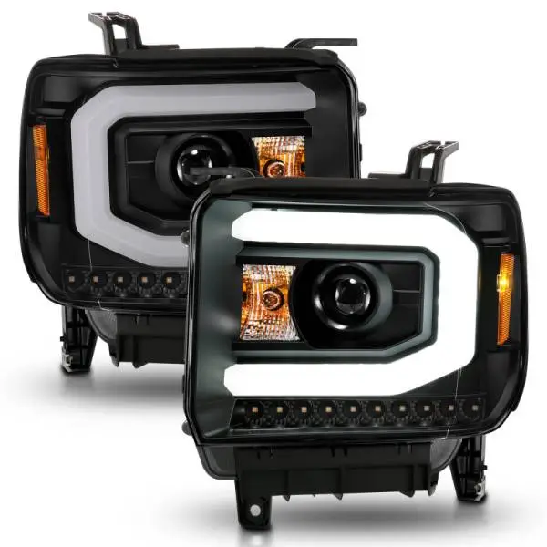 ANZO 2014-2015 GMC Sierra 1500 Projector Headlights w/ Light Bar Black Housing (Halogen Type) thumbnail 8