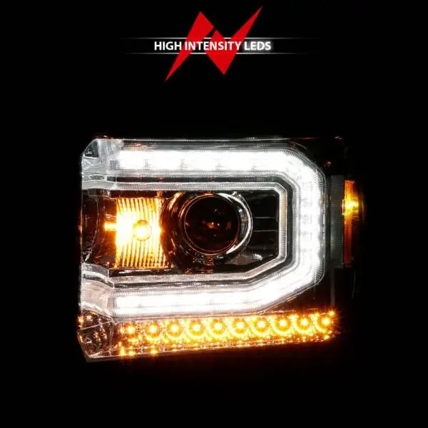 ANZO 2014-2015 GMC Sierra 1500 Projector Headlights w/ Light Bar Chrome Housing (Halogen Type) thumbnail 13