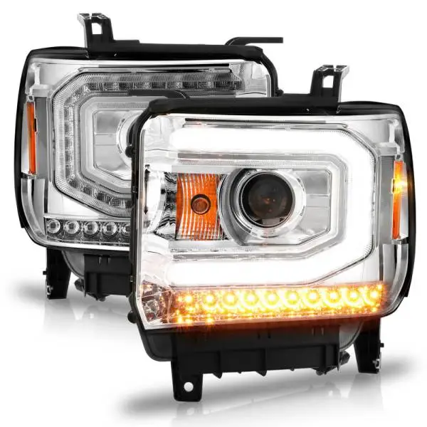 ANZO 2014-2015 GMC Sierra 1500 Projector Headlights w/ Light Bar Chrome Housing (Halogen Type) thumbnail 14