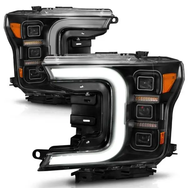 ANZO 18-20 Ford F-150 Full Led Projector Light Bar Headlights Black Amber thumbnail 3