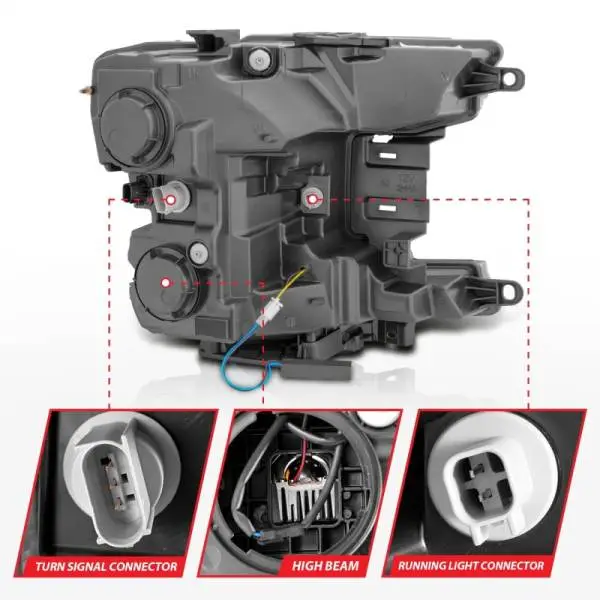 ANZO 18-20 Ford F-150 Full Led Projector Smoke Bar Style Headlights Black Amber thumbnail 4
