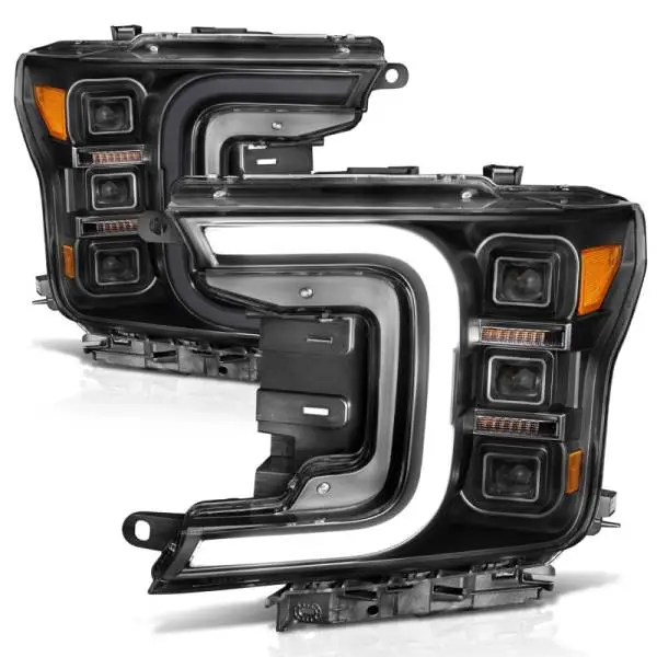 ANZO 18-20 Ford F-150 Full Led Projector Smoke Bar Style Headlights Black Amber thumbnail 5