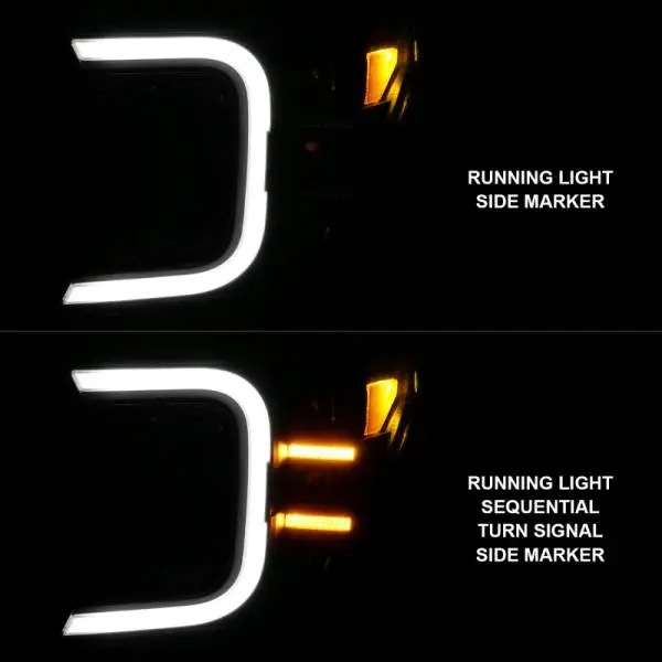 ANZO 18-20 Ford F-150 Full Led Projector Smoke Bar Style Headlights Black Amber thumbnail 6