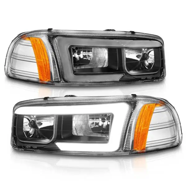 ANZO 99-17 GMC Sierra/Denali Headlights Black Amber (w/C Light Bars) thumbnail 3