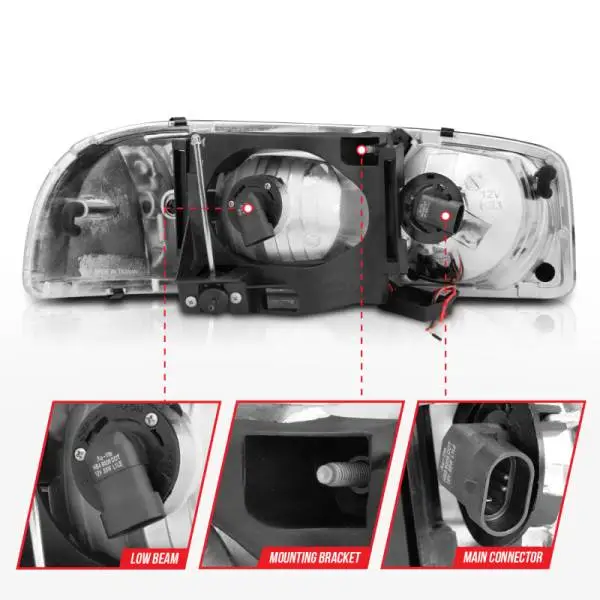 ANZO 99-17 GMC Sierra/Denali Headlights Black Amber (w/C Light Bars) thumbnail 5