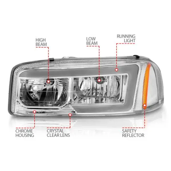 ANZO 99-17 GMC Sierra/Denali Headlights Chrome Amber (w/C Light Bars) thumbnail 10