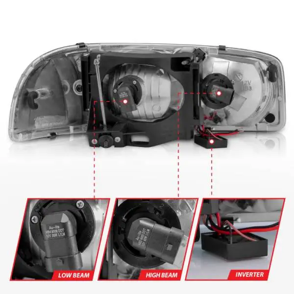 ANZO 99-17 GMC Sierra/Denali Headlights Chrome Amber (w/C Light Bars) thumbnail 11