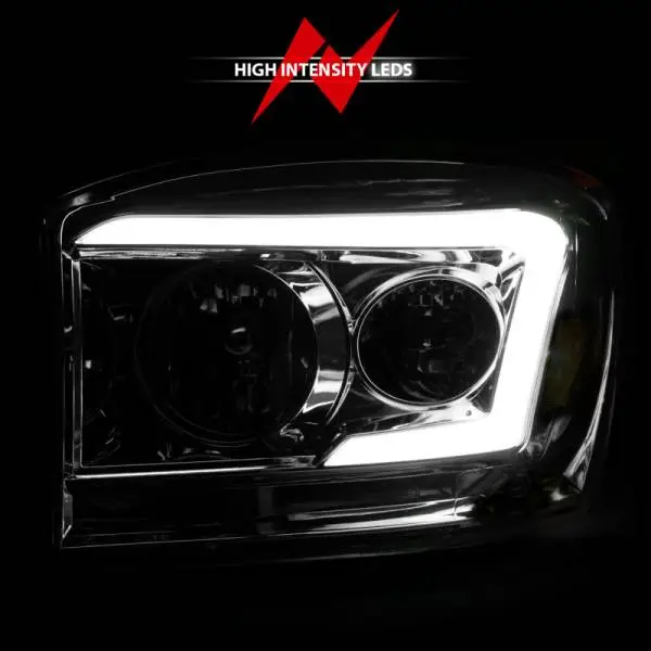 ANZO 06-09 Dodge RAM 1500/2500/3500 Headlights Chrome Housing/Clear Lens (w/ Light Bars) thumbnail 5