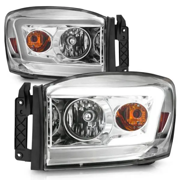 ANZO 06-09 Dodge RAM 1500/2500/3500 Headlights Chrome Housing/Clear Lens (w/ Light Bars) thumbnail 8