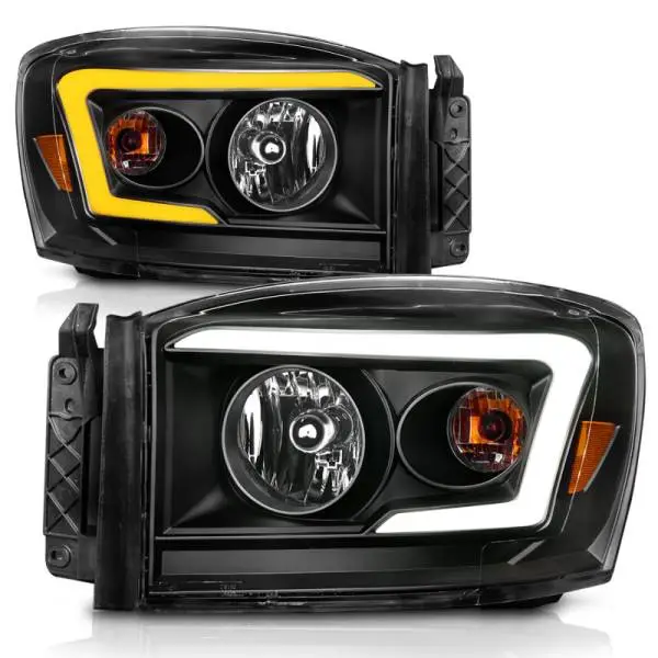 ANZO 06-09 Dodge RAM 1500/2500/3500 Headlights Black Housing/Clear Lens (w/Switchback Light Bars) thumbnail 3