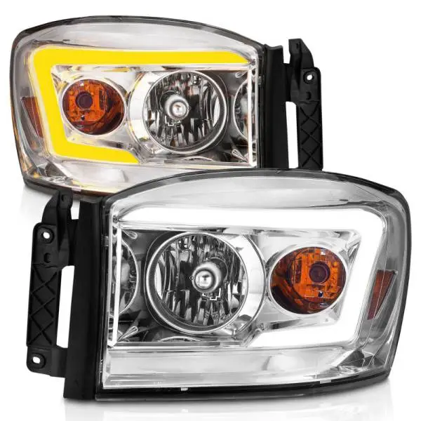 ANZO 06-09 Dodge RAM 1500/2500/3500 Headlights Chrome Housing/Clear Lens (w/Switchback Light Bars) thumbnail 3