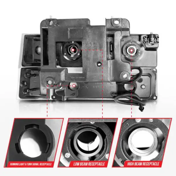 ANZO 88-98 Chevrolet C1500 Crystal Headlights w/ Light Bar Black Housing w/ Signal Side Markers 8Pcs thumbnail 11
