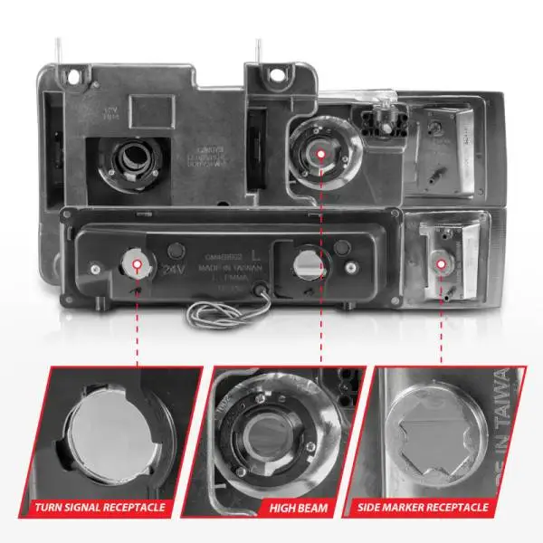 ANZO 88-98 Chevrolet C1500 Crystal Headlights w/Light Bar Chrome Housing w/ Signal Side Markers 8Pcs thumbnail 11