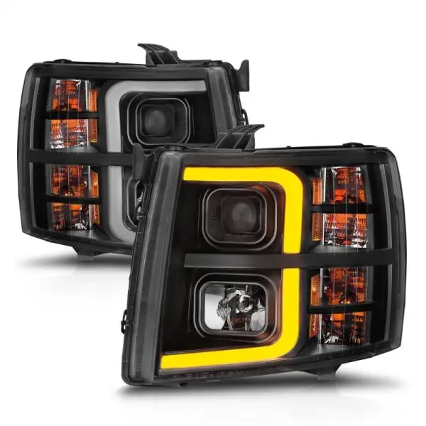 ANZO 2007-2013 Chevrolet Silverado 1500 Projector w/ Light Bar Black Housing w/ Sequential thumbnail 5