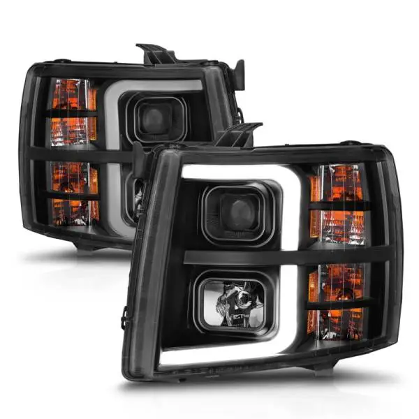 ANZO 2007-2013 Chevrolet Silverado 1500 Projector w/ Light Bar Black Housing w/ Sequential thumbnail 9