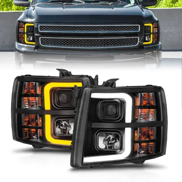 ANZO 2007-2013 Chevrolet Silverado 1500 Projector w/ Light Bar Black Housing w/ Sequential thumbnail 11