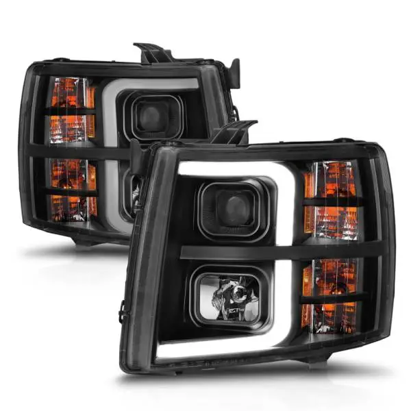 ANZO 2007-2013 Chevrolet Silverado 1500 Projector w/ Light Bar Black Housing w/ Sequential thumbnail 13