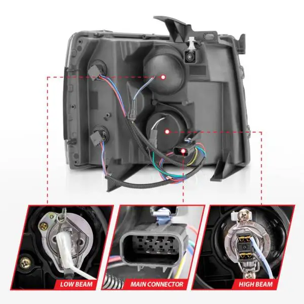 ANZO 2007-2013 Chevrolet Silverado 1500 Projector w/ Light Bar Black Housing w/ Sequential thumbnail 17