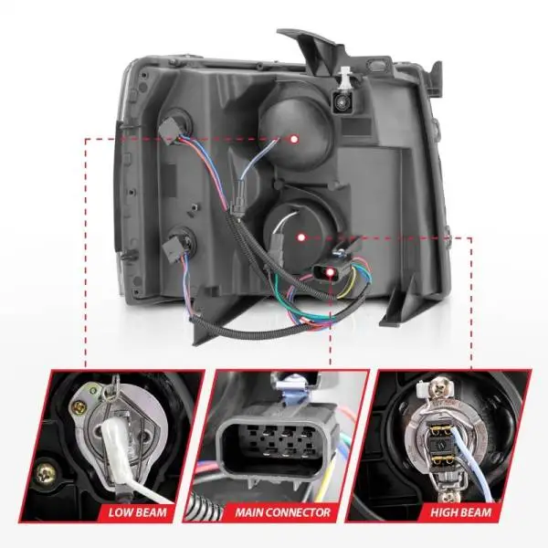 ANZO 2007-2013 Chevrolet Silverado 1500 Projector w/ Light Bar Chrome Housing w/ Sequential thumbnail 7