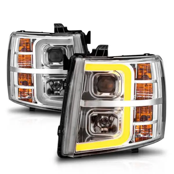 ANZO 2007-2013 Chevrolet Silverado 1500 Projector w/ Light Bar Chrome Housing w/ Sequential thumbnail 14