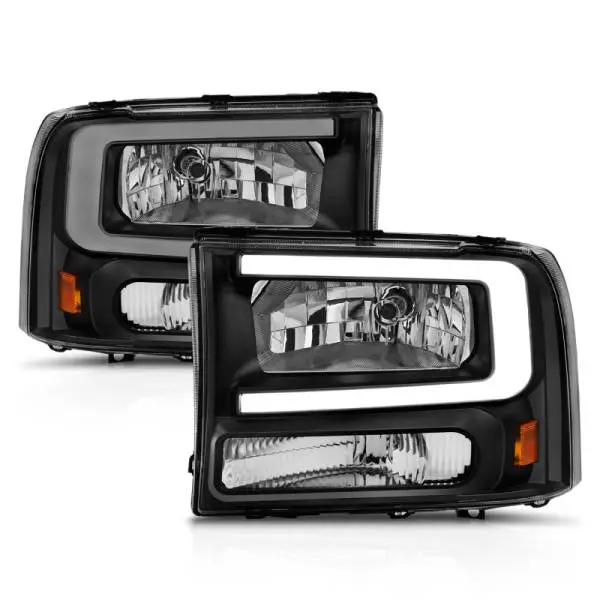 ANZO 99-04 Ford F250/F350/F450/Excursion (excl. 99) Crystal Headlights - w/ Light Bar Black Housing thumbnail 3