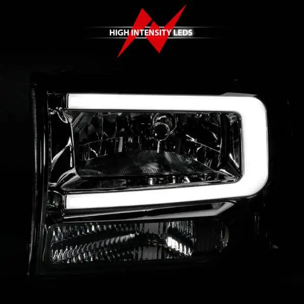 ANZO 99-04 Ford F250/F350/F450/Excursion (excl. 99) Crystal Headlights - w/ Light Bar Chrome Housing thumbnail 6