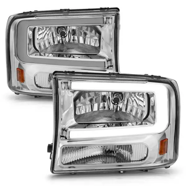 ANZO 99-04 Ford F250/F350/F450/Excursion (excl. 99) Crystal Headlights - w/ Light Bar Chrome Housing thumbnail 8