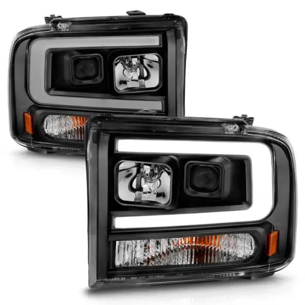 ANZO 99-04 Ford F250/F350/F450/Excursion (excl 99) Projector Headlights - w/ Light Bar Black Housing thumbnail 8
