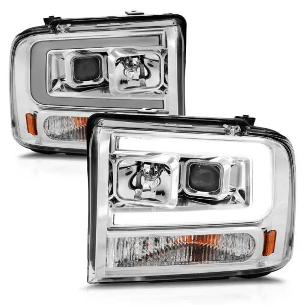 ANZO 99-04 Ford F250/F350/F450/Excursion (excl 99) Projector Headlights - w/Light Bar Chrome Housing thumbnail 8