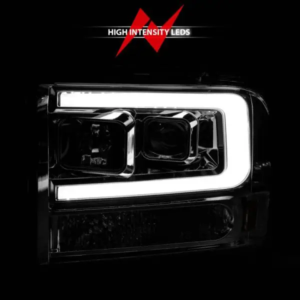 ANZO 99-04 Ford F250/F350/F450/Excursion (excl 99) Projector Headlights - w/Light Bar Chrome Housing thumbnail 12