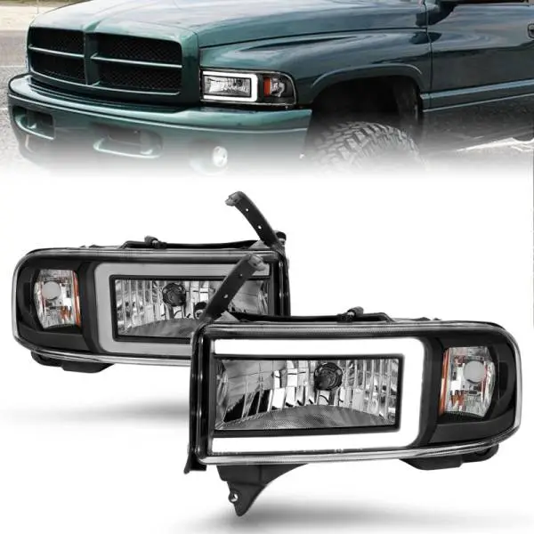 ANZO 94-02 Dodge RAM Crystal Headlight - w/ Light Bar Black Housing image 2