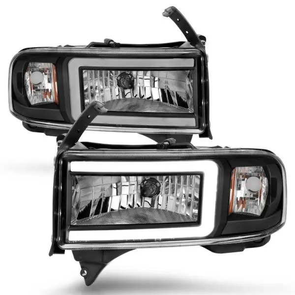 ANZO 94-02 Dodge RAM Crystal Headlight - w/ Light Bar Black Housing image 8