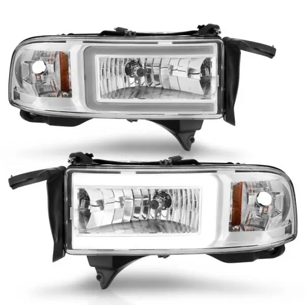 ANZO 94-02 Dodge RAM Crystal Headlight - w/ Light Bar Chrome Housing image 3