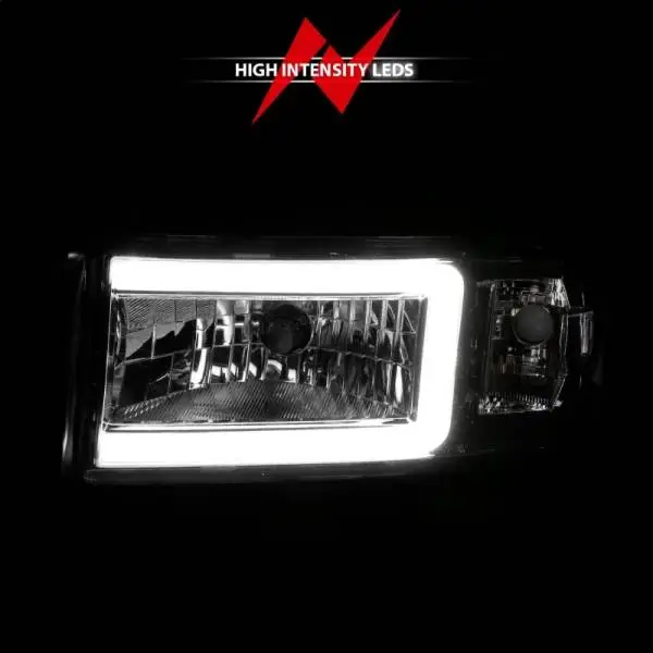 ANZO 94-02 Dodge RAM Crystal Headlight - w/ Light Bar Chrome Housing image 6
