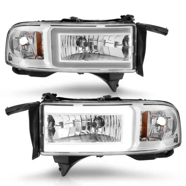 ANZO 94-02 Dodge RAM Crystal Headlight - w/ Light Bar Chrome Housing image 8