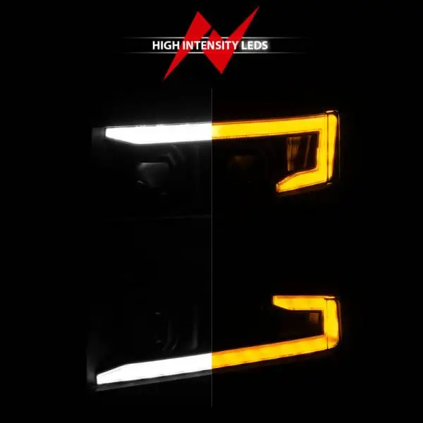 ANZO 19-22 Chevrolet Silverado 1500 LED Proj HL w/Lgt Bar SwBk Seq. Blk w/In. Light - Driver Side ON thumbnail 6