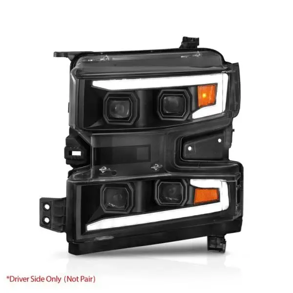 ANZO 19-22 Chevrolet Silverado 1500 LED Proj HL w/Lgt Bar SwBk Seq. Blk w/In. Light - Driver Side ON thumbnail 15