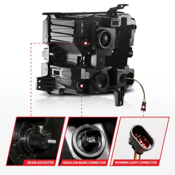 ANZO 19-22 Chevrolet Silverado 1500 LED Proj HL w/Lgt Bar SwBk Seq. Blk w/In. Light - Passenger Side thumbnail 5