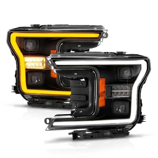 ANZO 18-20 Ford F-150 (w/o Fctry LED) Full LED Proj Headlights w/Light Bar Swtchbk Seq. Black w/Init thumbnail 3