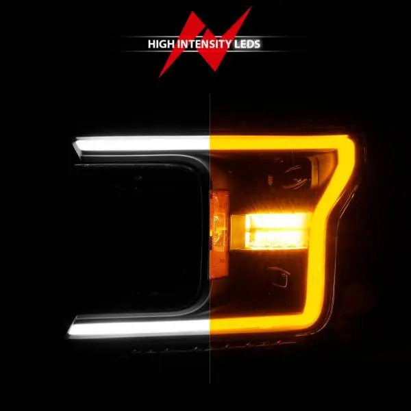 ANZO 18-20 Ford F-150 (w/o Fctry LED) Full LED Proj Headlights w/Light Bar Swtchbk Seq. Black w/Init thumbnail 12