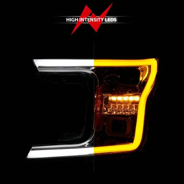 ANZO 18-20 Ford F-150 (w/o Fctry LED) Full LED Proj Headlights w/Light Bar Swtchbk Seq. Chrome w/Int thumbnail 12