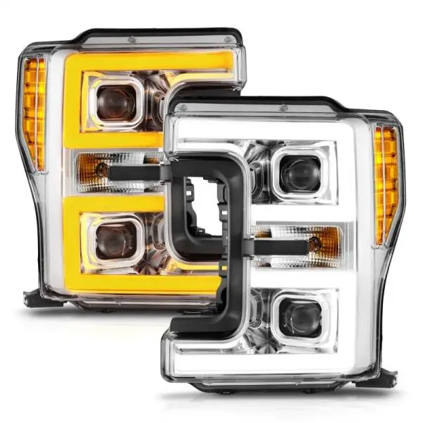 ANZO 17-19 Ford F-250/350/450 SD (w/o Factory LED HL) LED Proj Headlights w/Light Bar Switchback Chr thumbnail 3